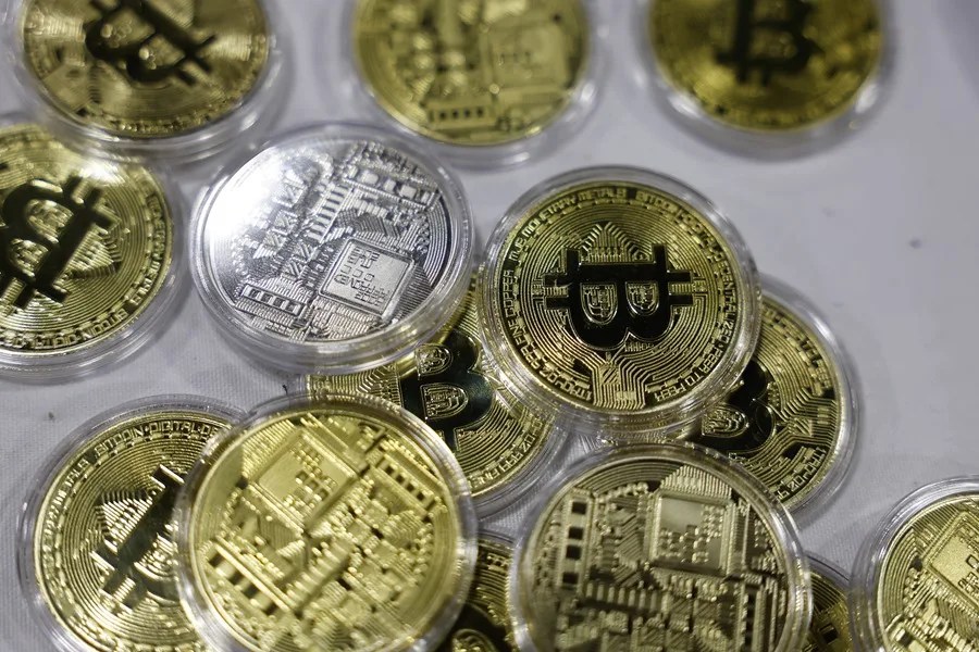 Monedas bitcóin.