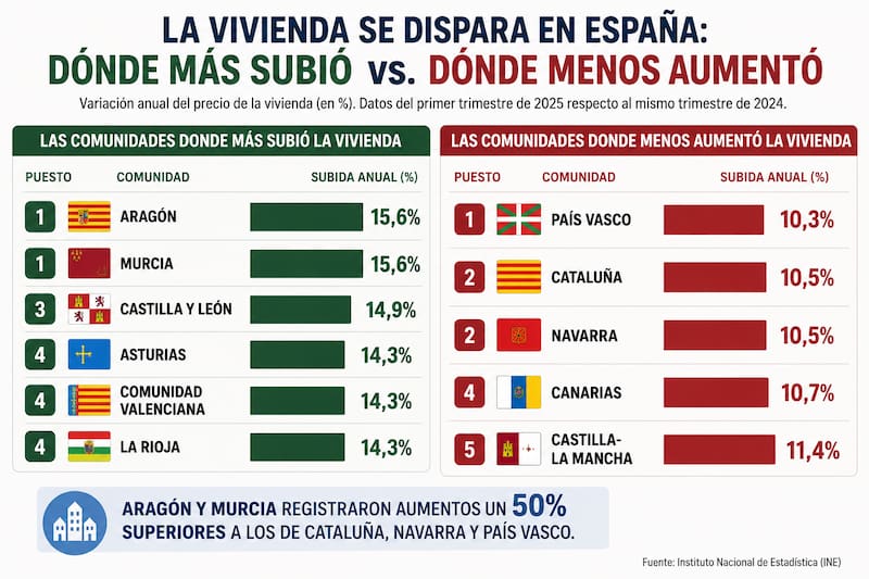 INFOGRAFÍA 1: “Dónde más subió vs. dónde menos aumentó la vivienda'
