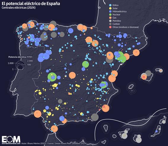 El mapa de las centrales eléctricas de España - Mapas de El Orden Mundial -  EOM